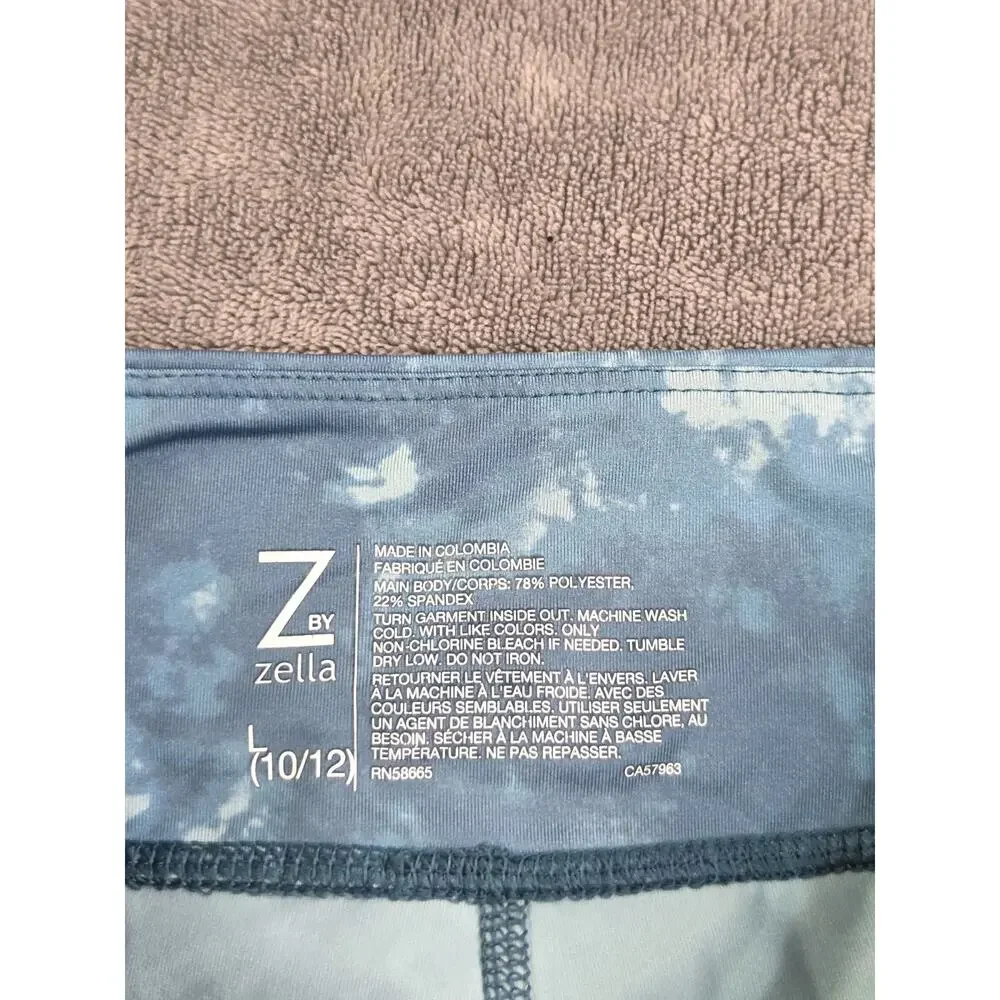 Zella Girls Sz L 10/12 Green Camo Athletic Leggings Stretch Yoga Pants C38-47